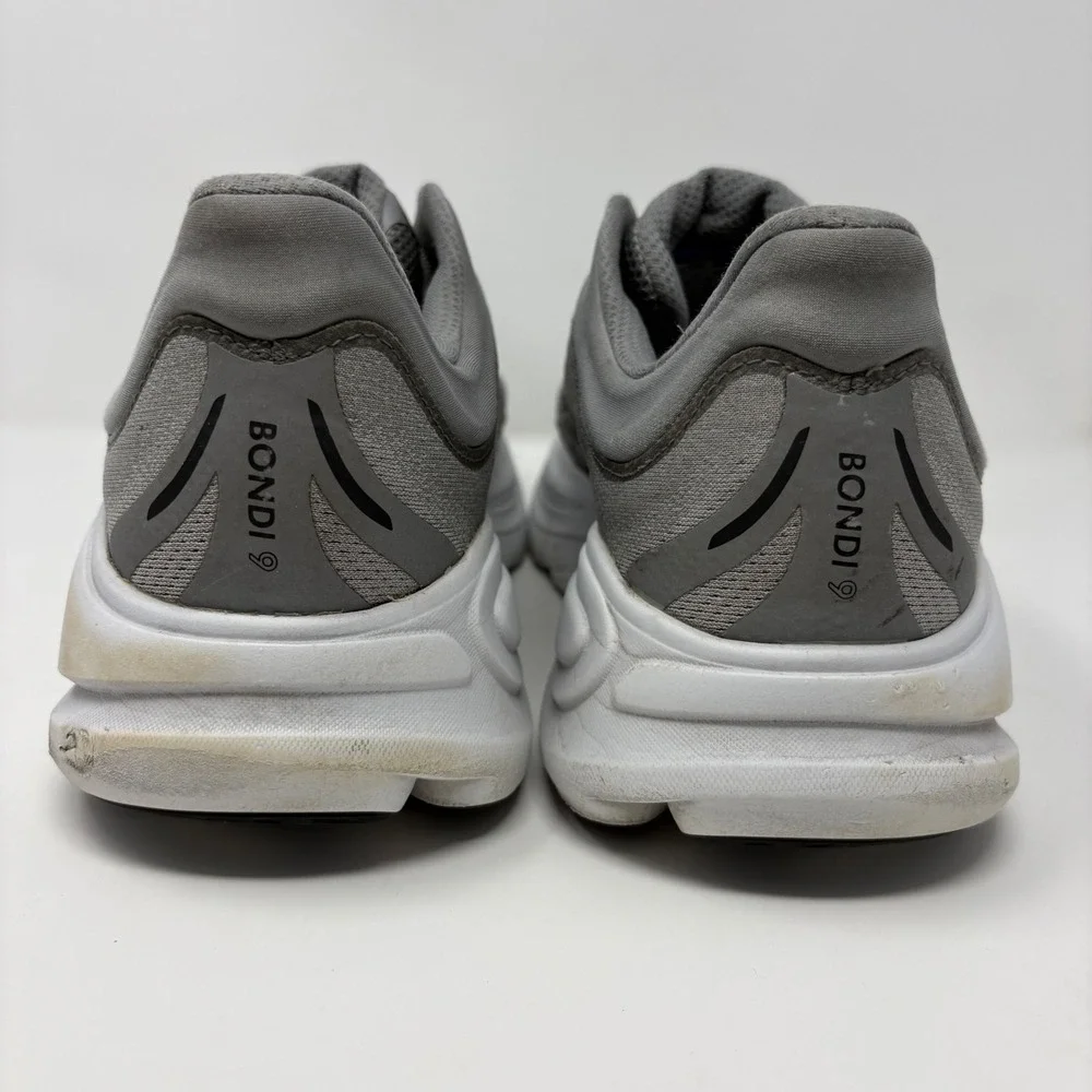 Hoka Bondi 9 Wide Mens Size 11.5 2E Wide Grey White Running Shoes (1162013 GCTC)